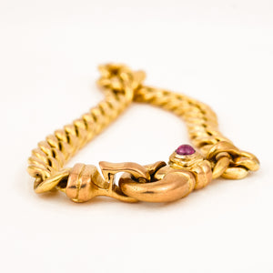 Antique 18k Curb Bracelet with Ruby Clasp