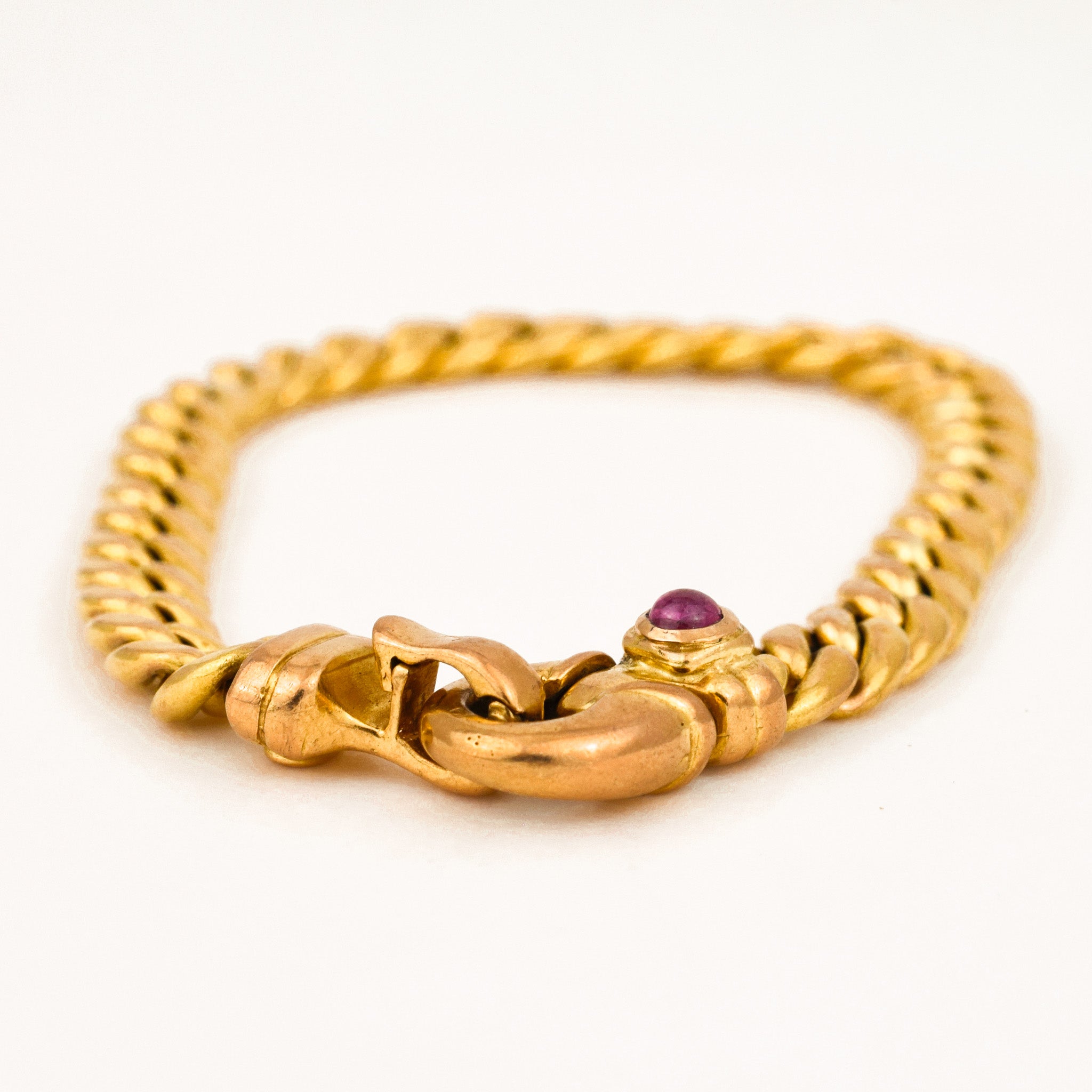 Antique 18k Curb Bracelet with Ruby Clasp