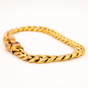 Antique 18k Curb Bracelet with Ruby Clasp