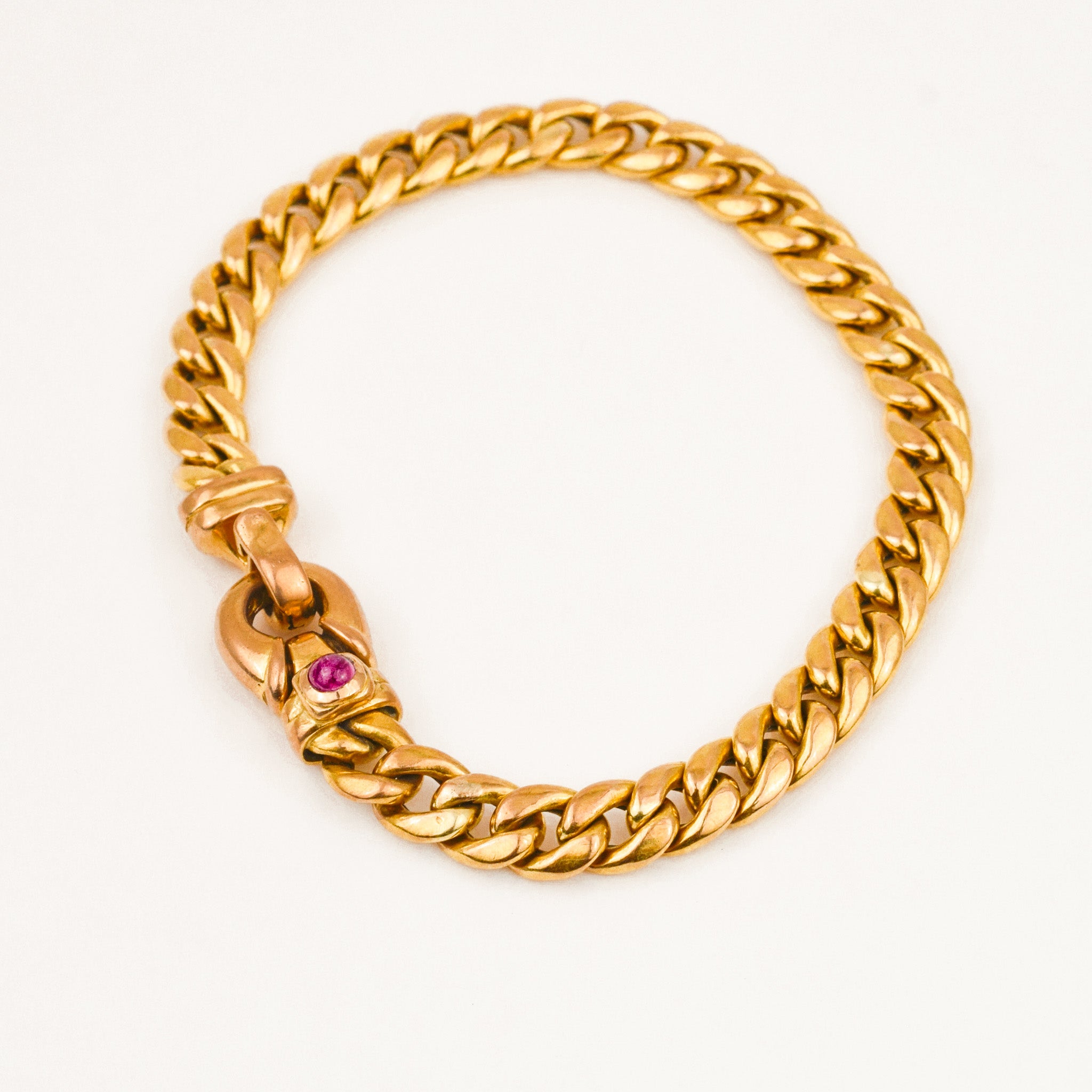 Antique 18k Curb Bracelet with Ruby Clasp