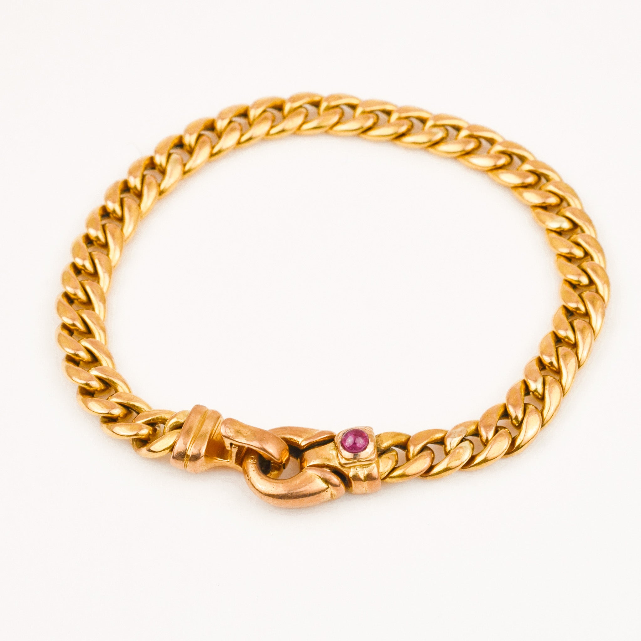 Antique 18k Curb Bracelet with Ruby Clasp