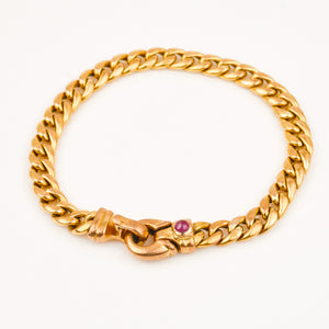 Antique 18k Curb Bracelet with Ruby Clasp