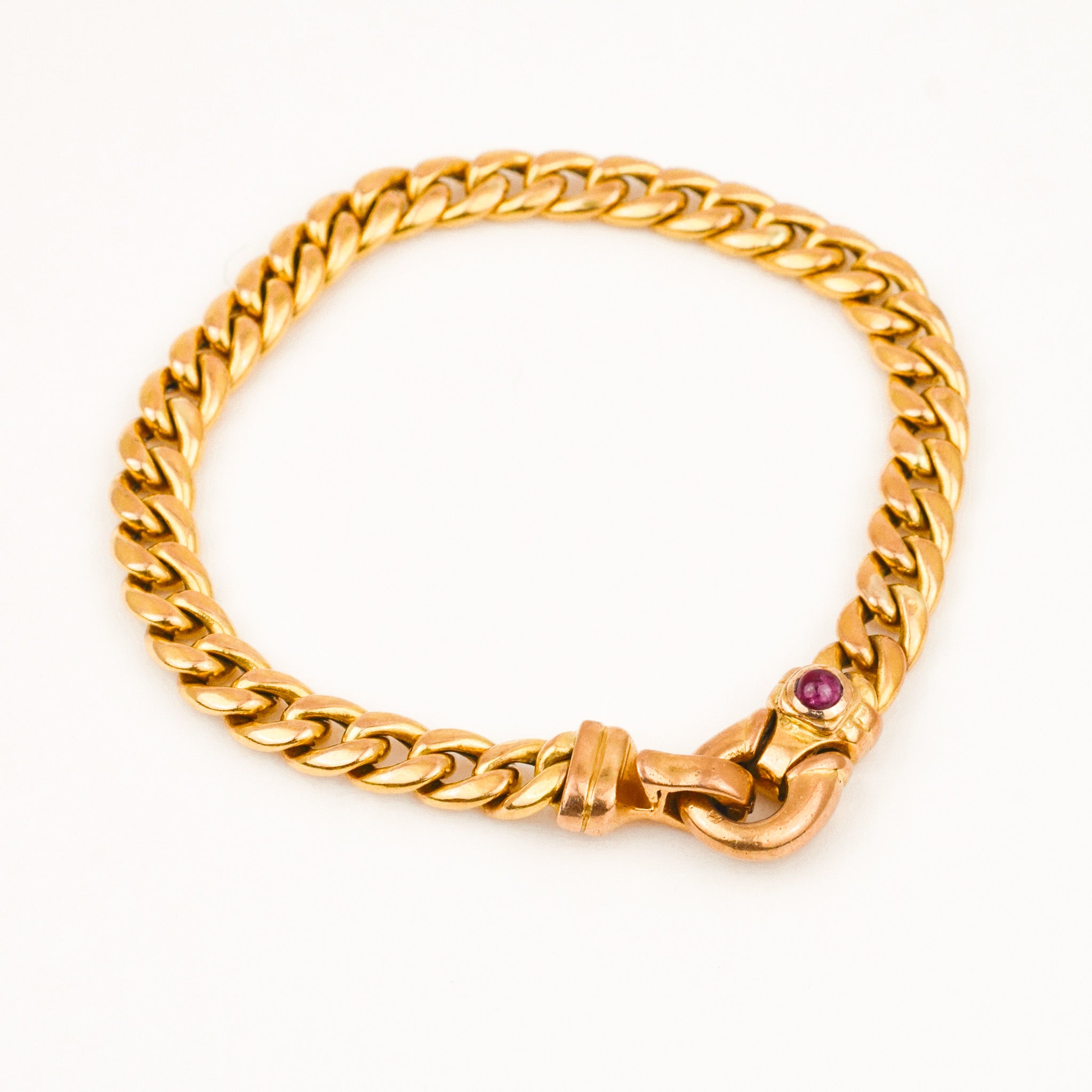 Antique 18k Curb Bracelet with Ruby Clasp