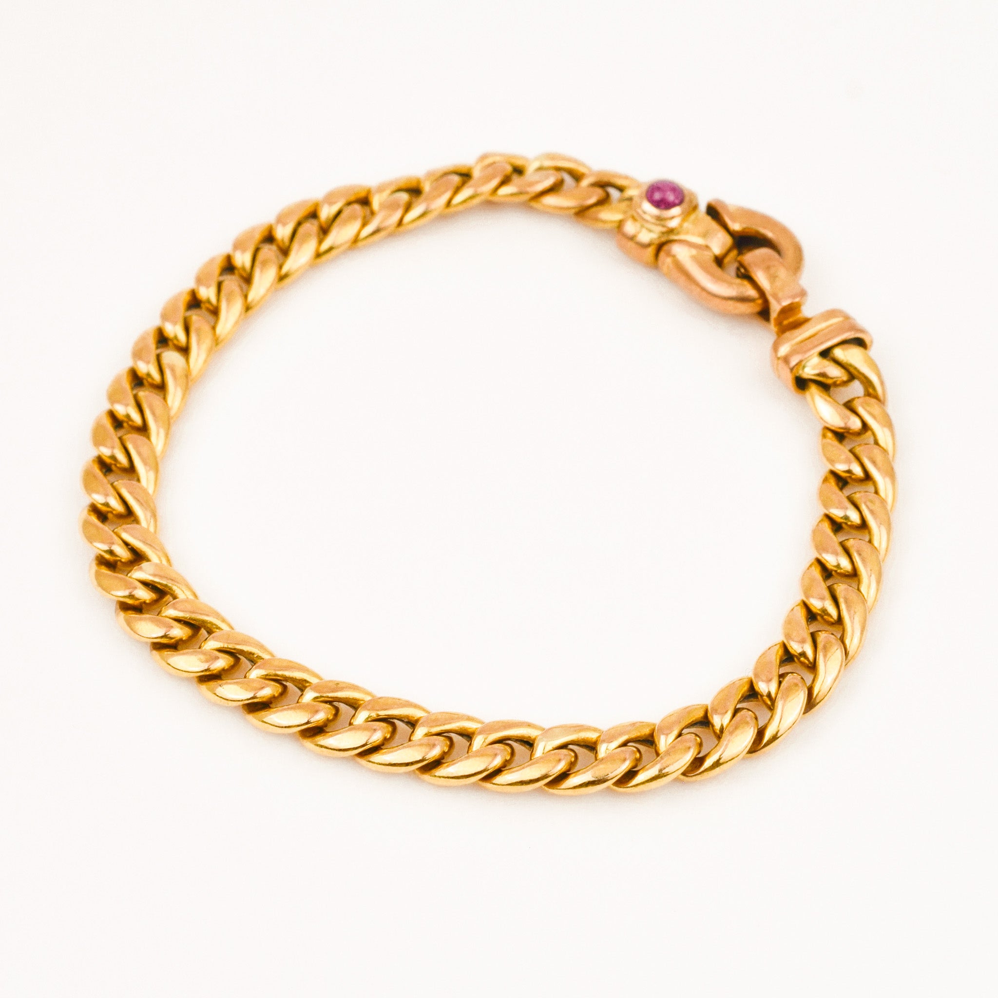 Antique 18k Curb Bracelet with Ruby Clasp