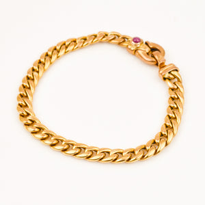 Antique 18k Curb Bracelet with Ruby Clasp