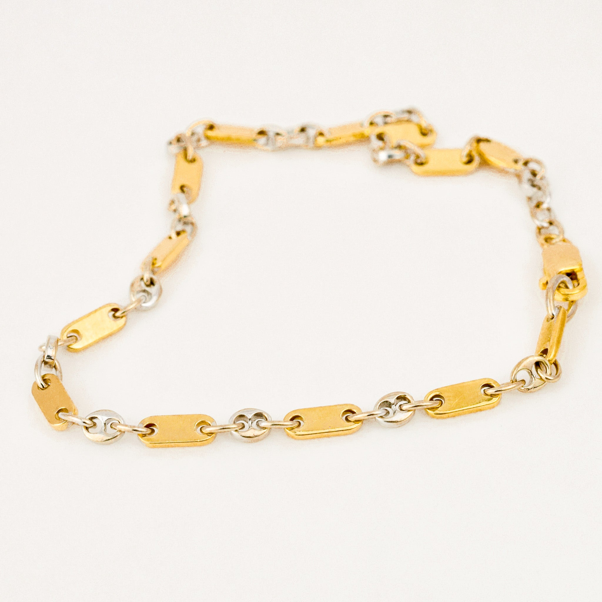 vintage 18k 8” Two-Toned Mariner Bracelet