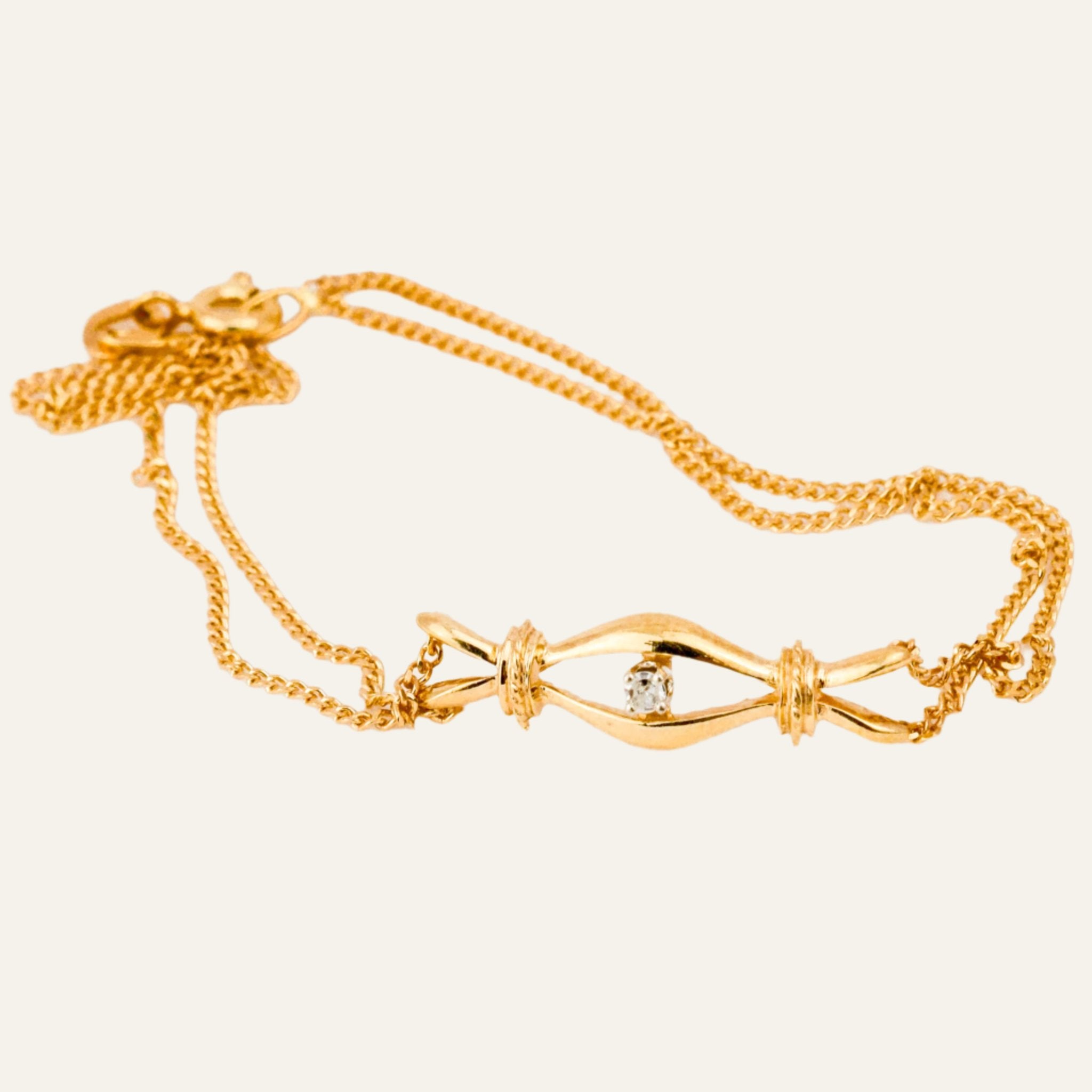vintage 7” Curb Bracelet with Diamond Detail