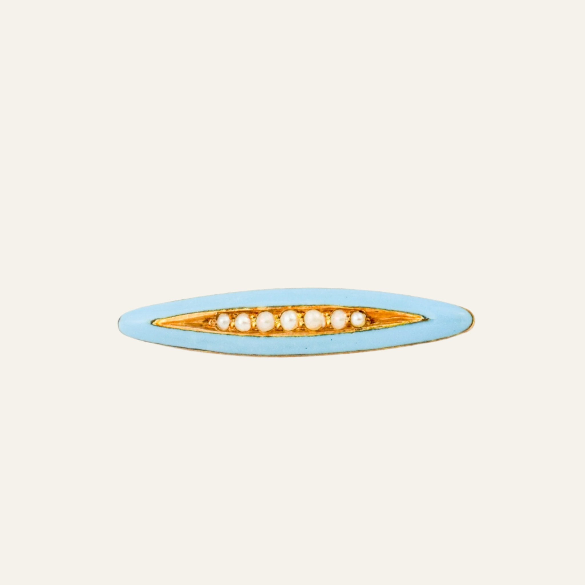 Turquoise and Seed Pearl Gold Pin