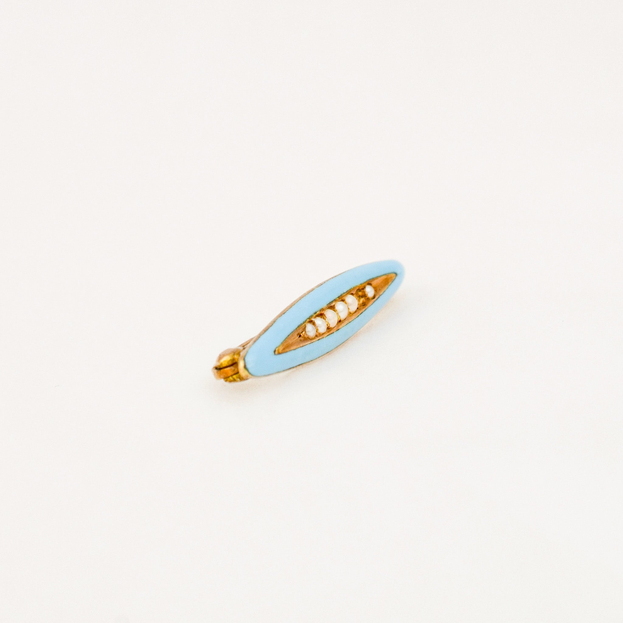 Turquoise and Seed Pearl Gold Pin