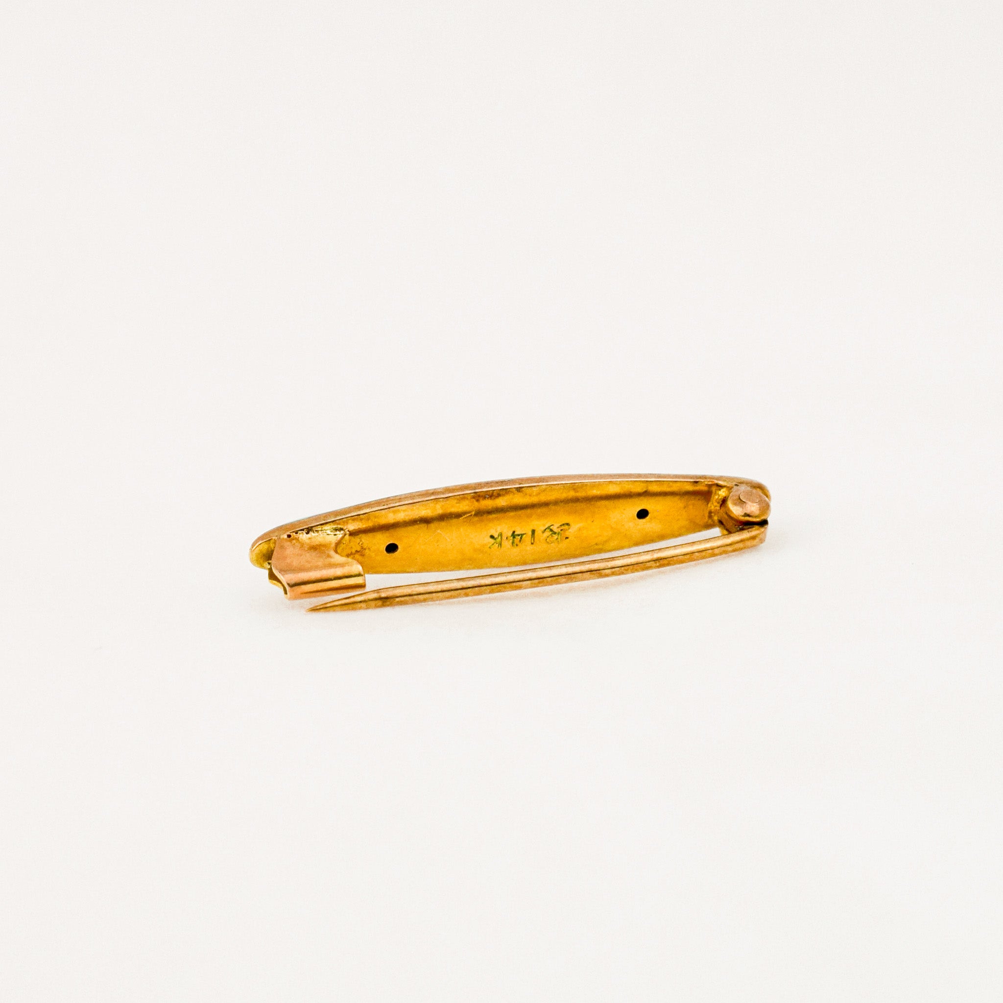 Turquoise and Seed Pearl Gold Pin