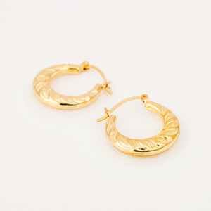 22 mm Rope Detail Gold Hoops