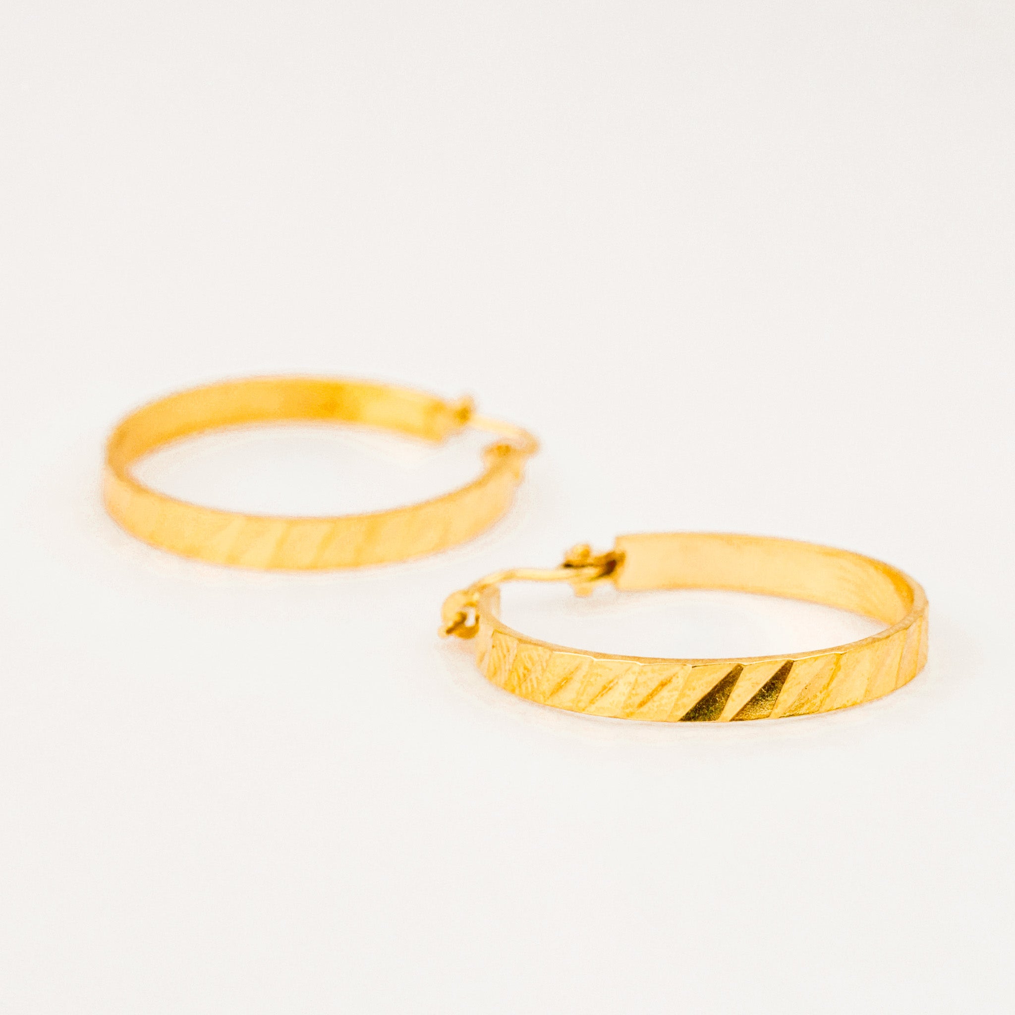 24 mm Modern Scallop Gold Hoops