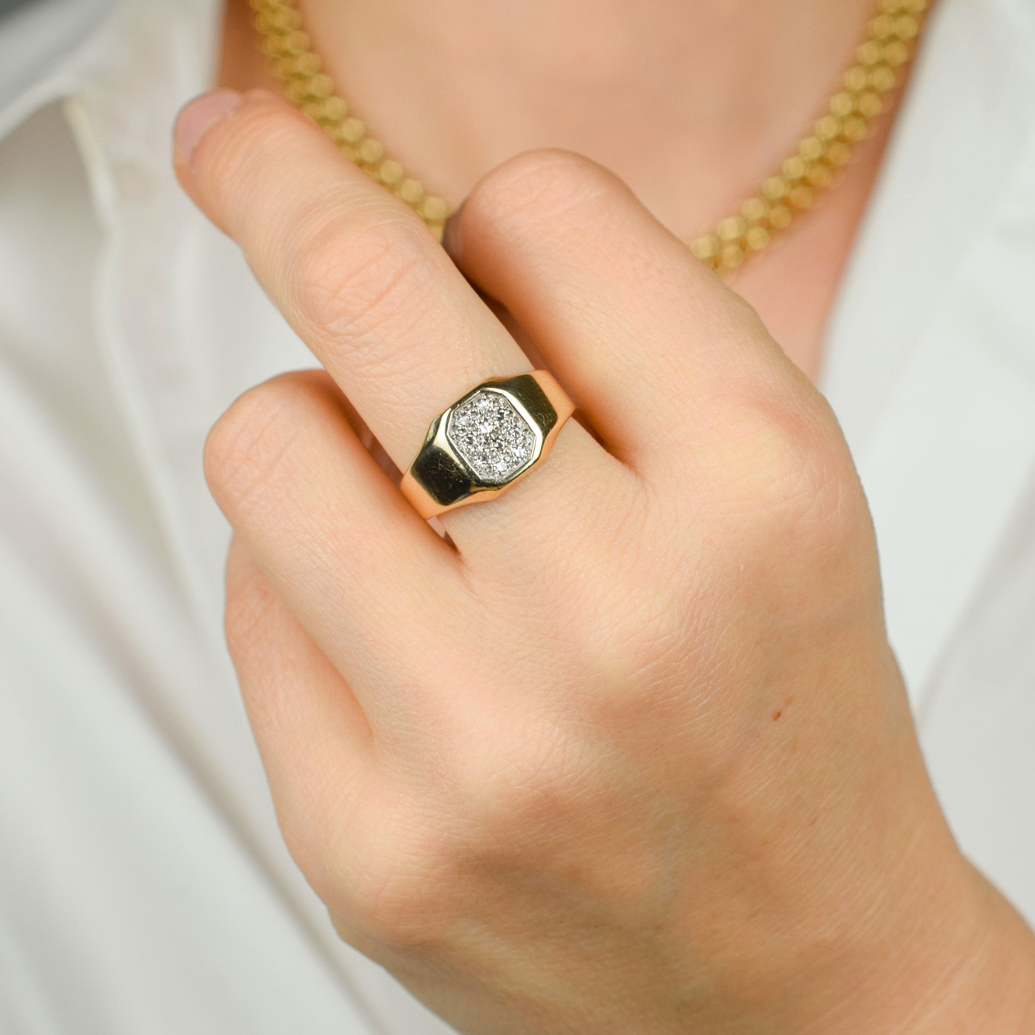 vintage gold diamond signet ring