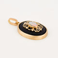 Bezel Set Onyx and Opal Pendant