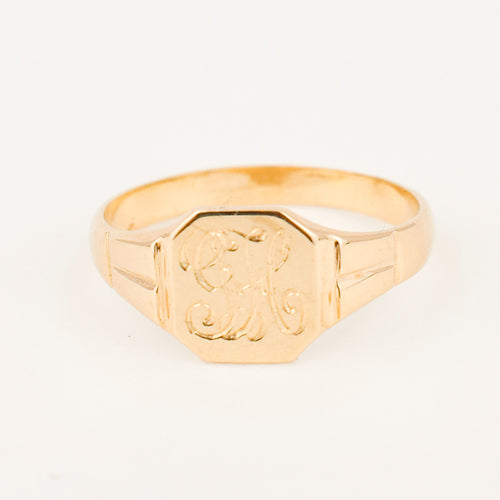 vintage 'GH' Signet Pinkie Ring