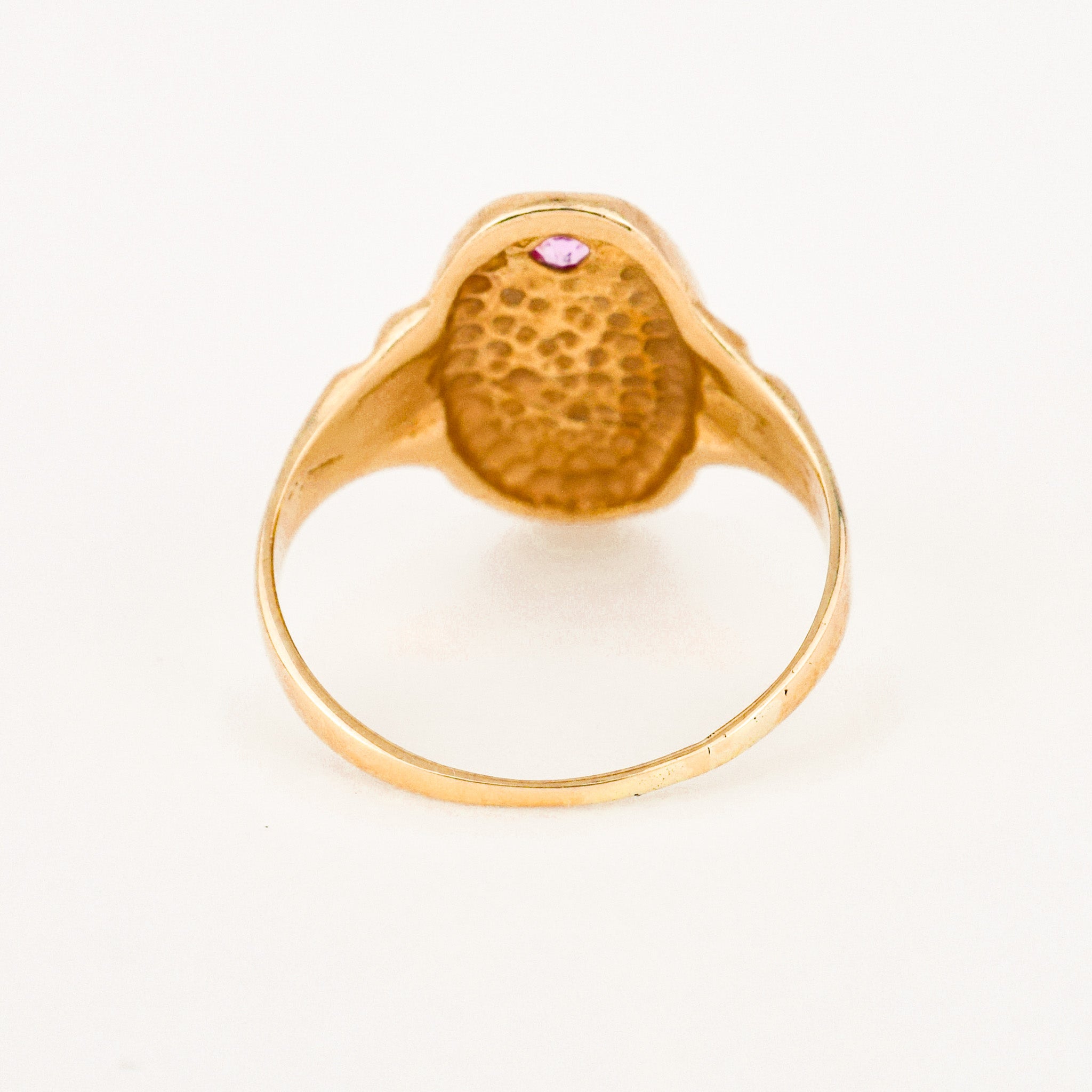 'S' Signet Ring with Pink Topaz