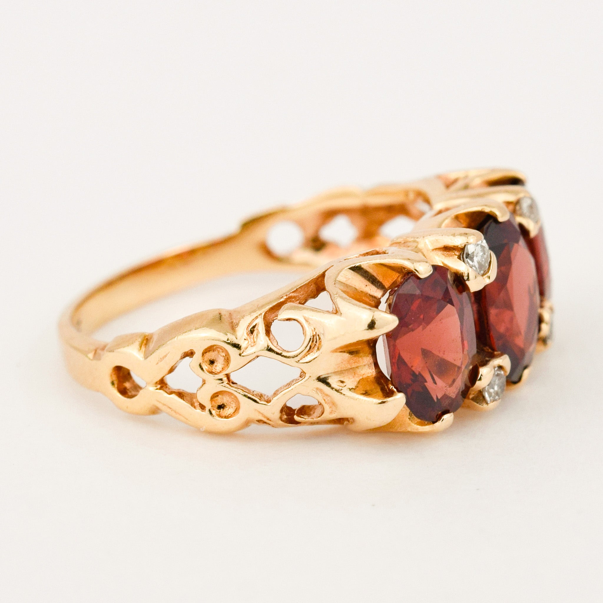Ethereal Garnet and Diamond Trilogy Ring