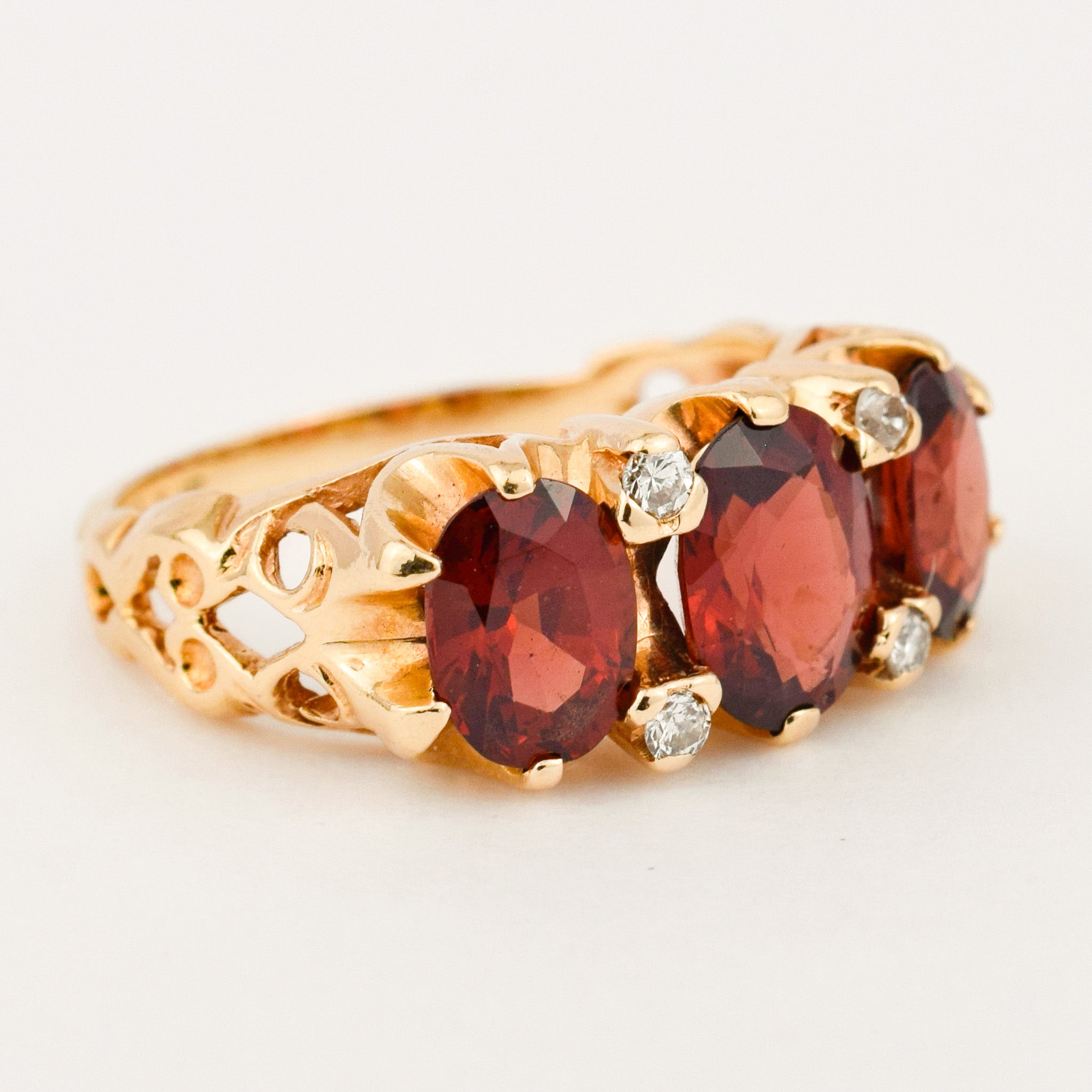 Ethereal Garnet and Diamond Trilogy Ring