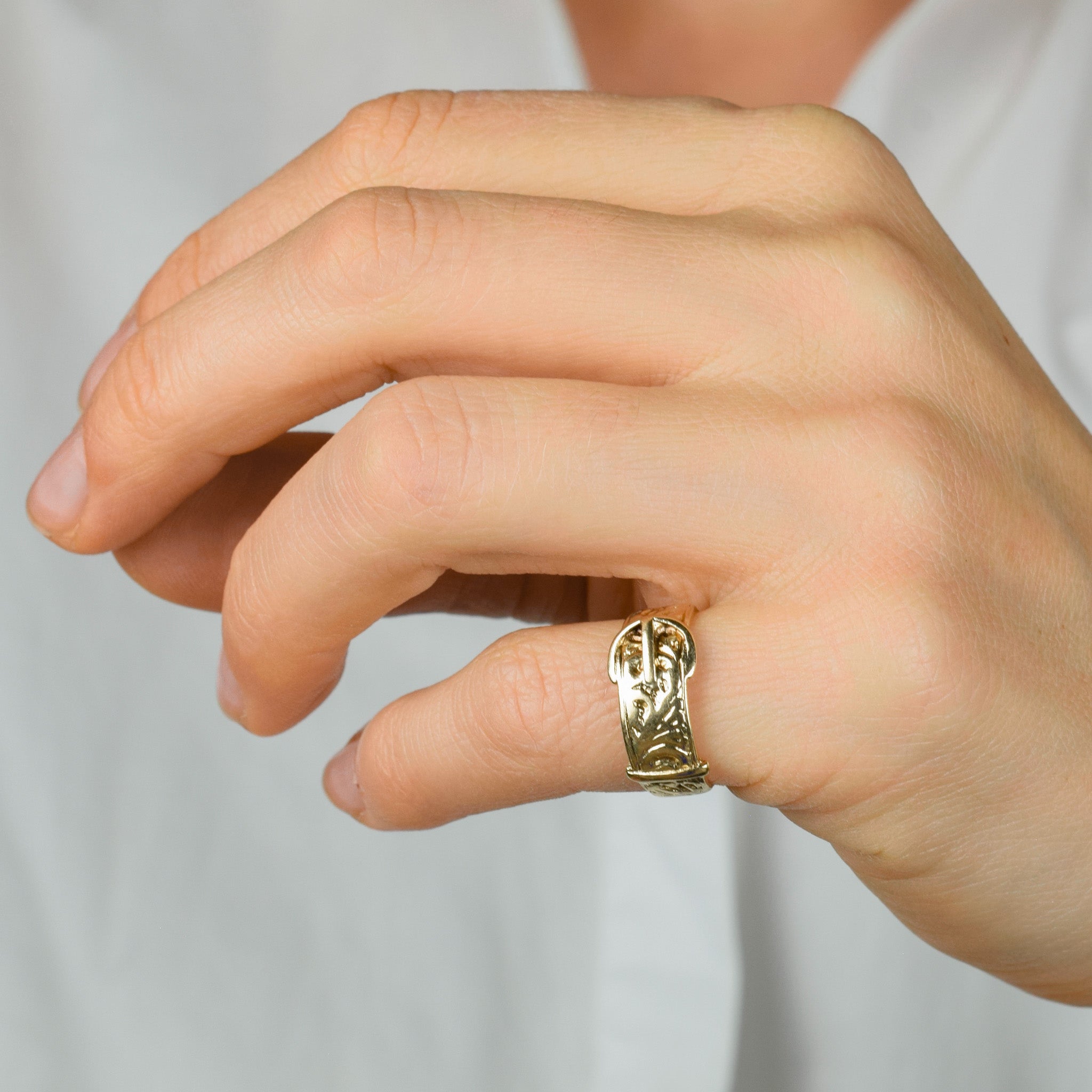 Gold Buckle Pinky Ring