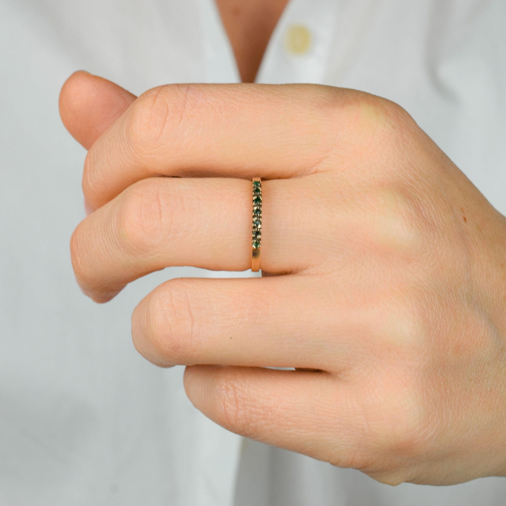 Delicate Emerald Gold Band
