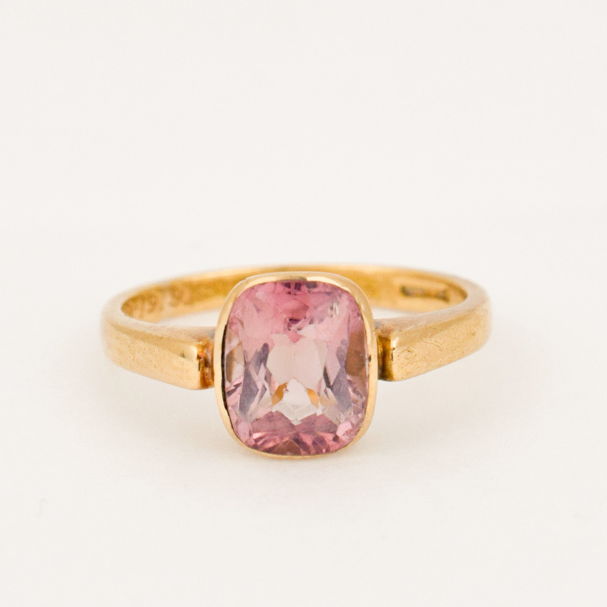 Antique Bezel Set Pink Tourmaline Ring