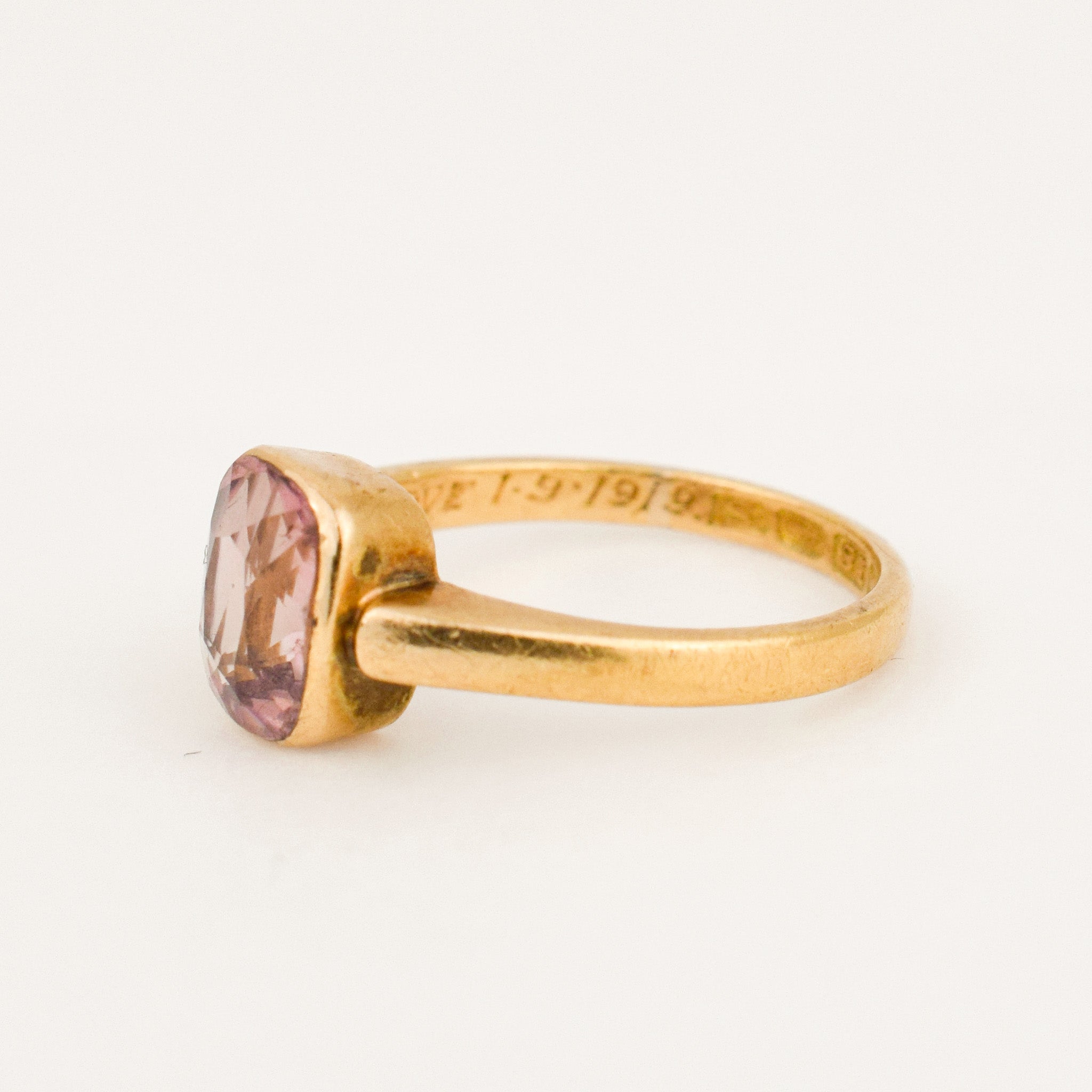 Antique Bezel Set Pink Tourmaline Ring