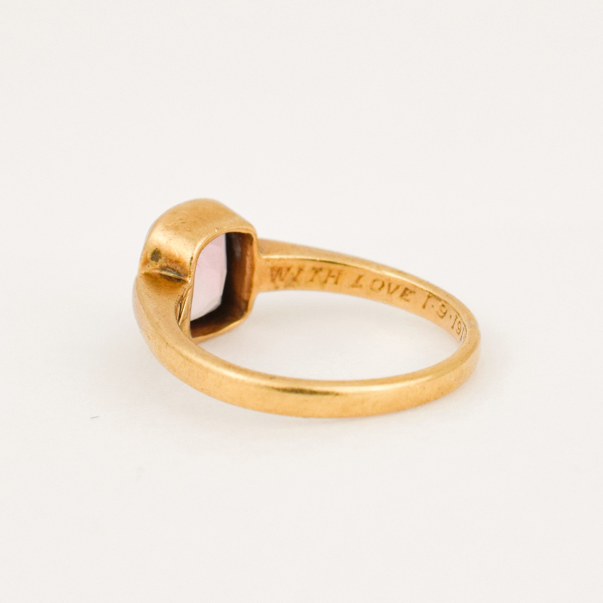 Antique Bezel Set Pink Tourmaline Ring
