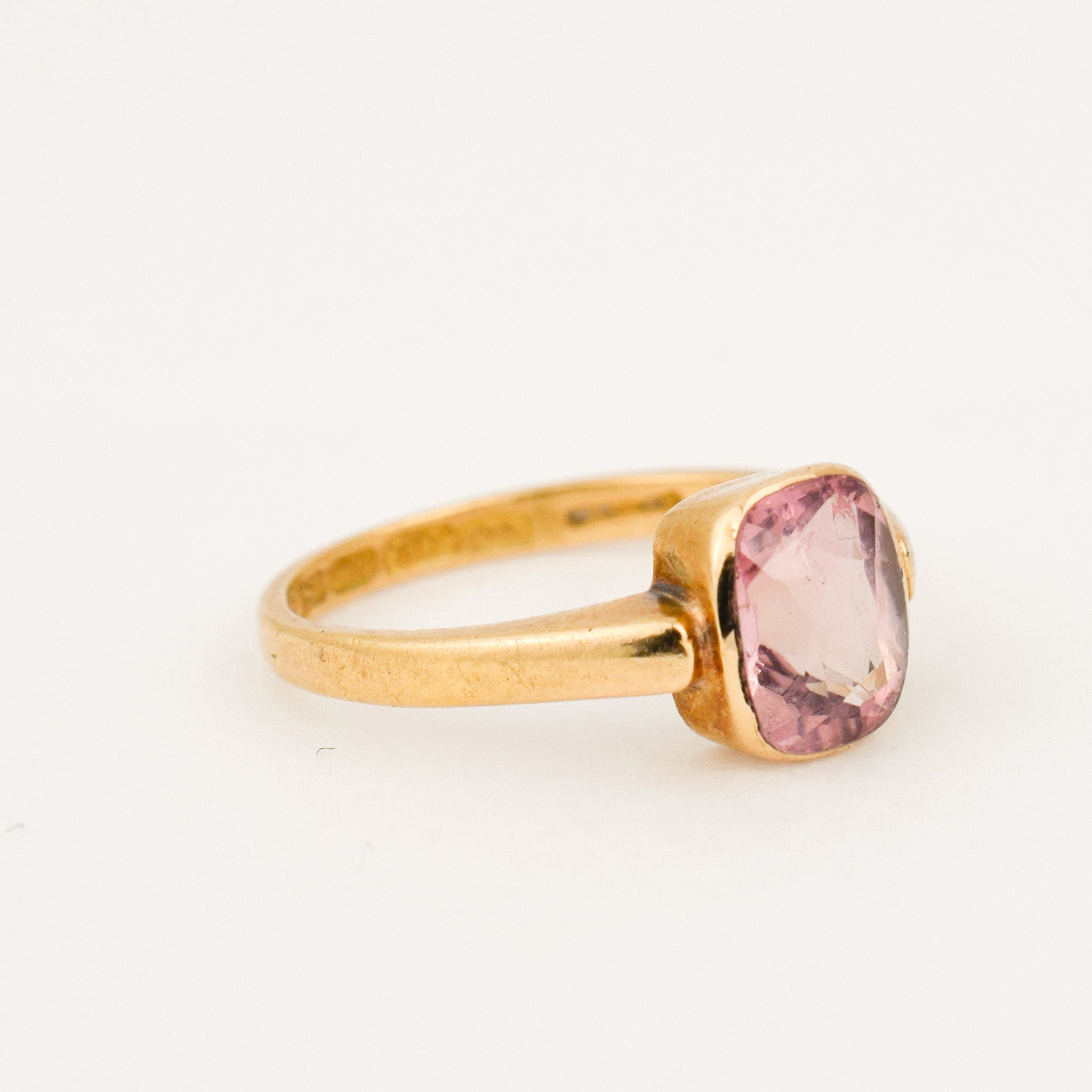 Antique Bezel Set Pink Tourmaline Ring