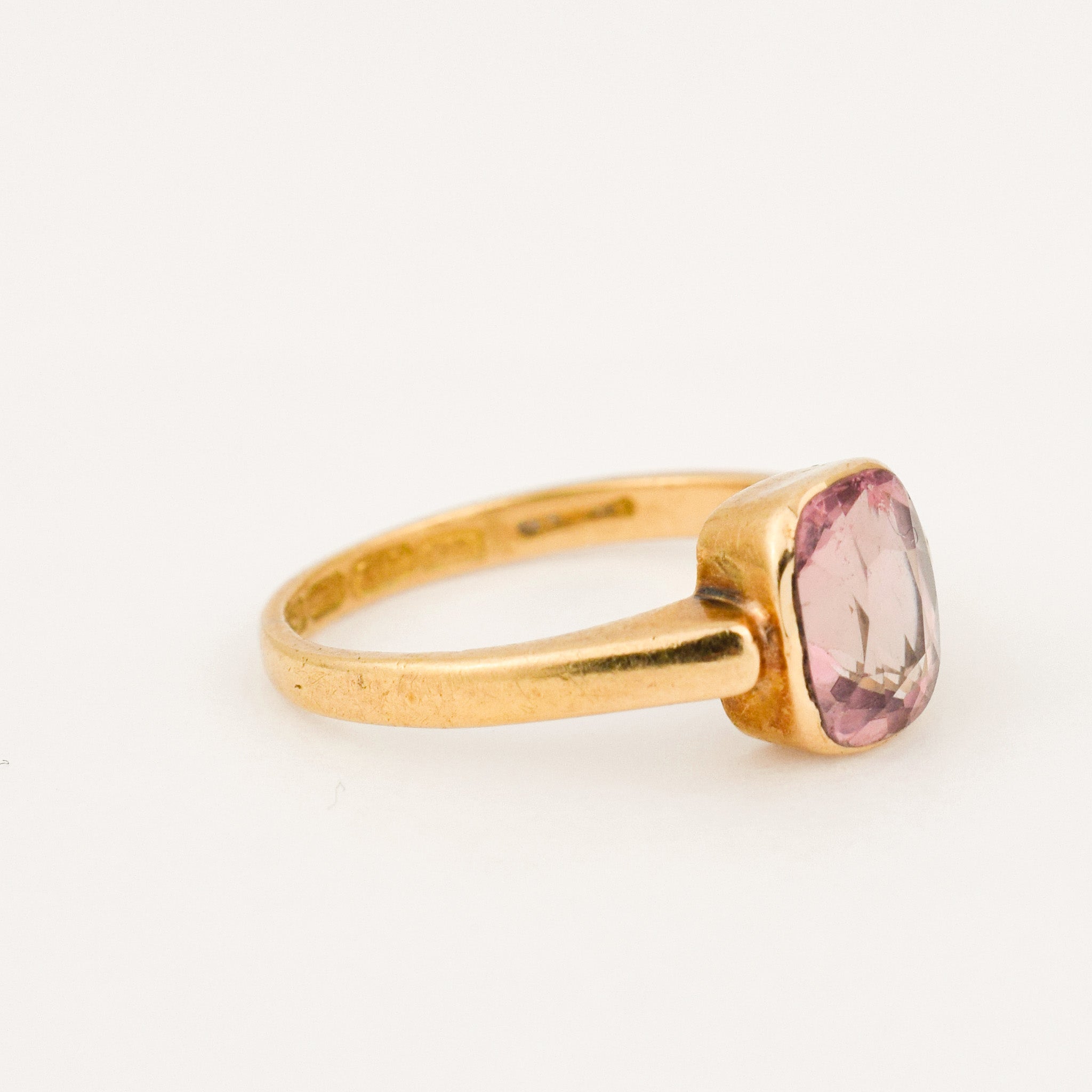 Antique Bezel Set Pink Tourmaline Ring