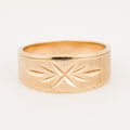 vintage 7.3mm Floral Etched Gold Band
