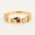 antique Garnet and Seed Pearl Trilogy Ring