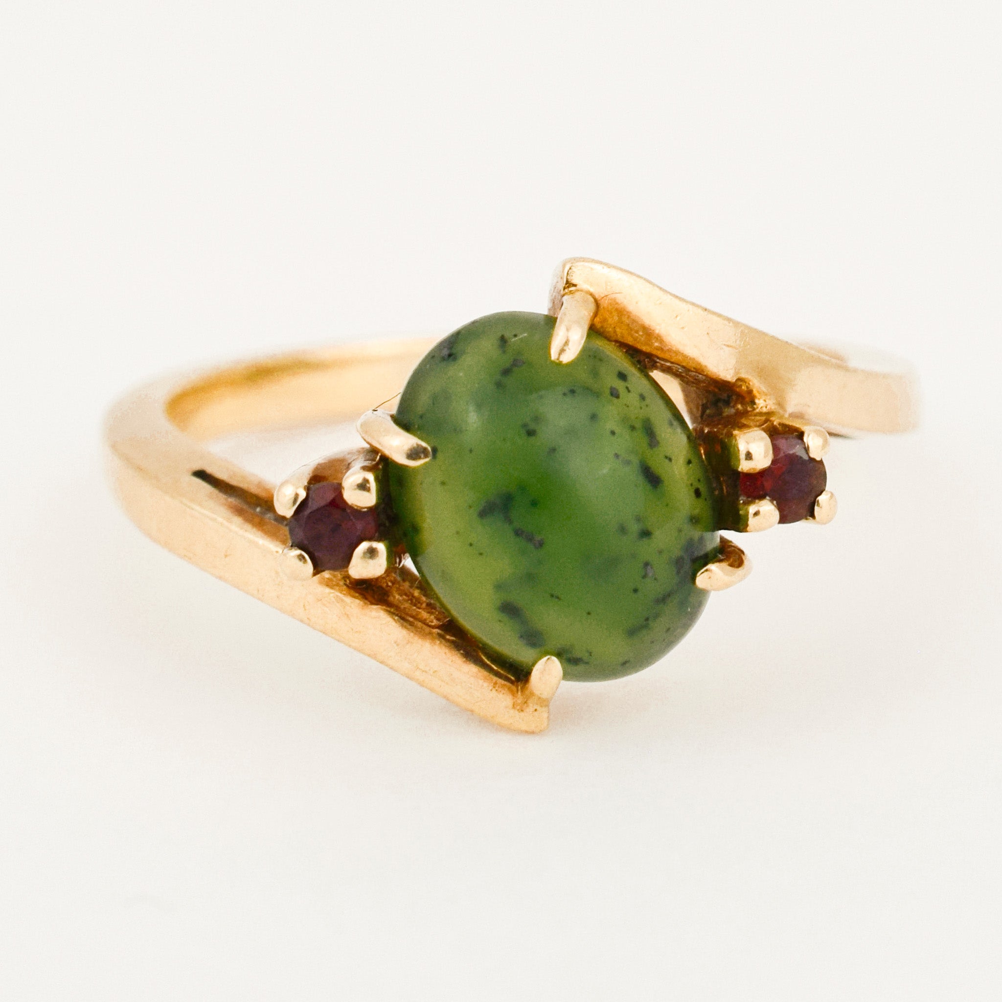 vintage jade and garnet ring