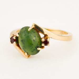 vintage jade and garnet ring