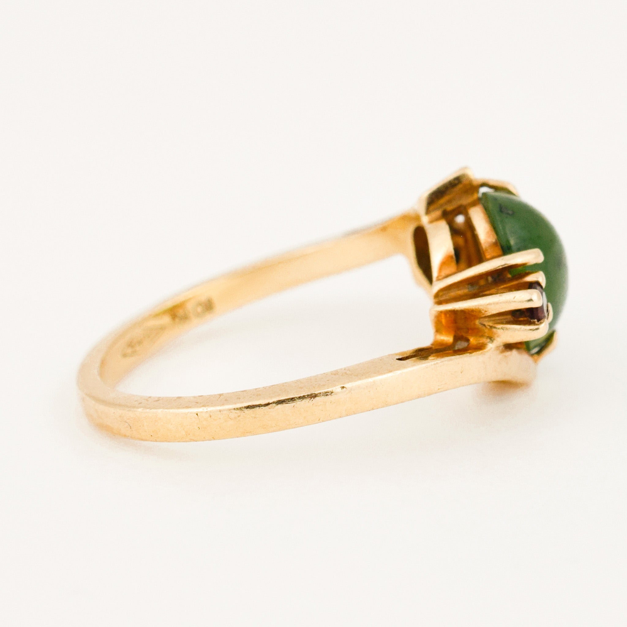vintage jade and garnet ring