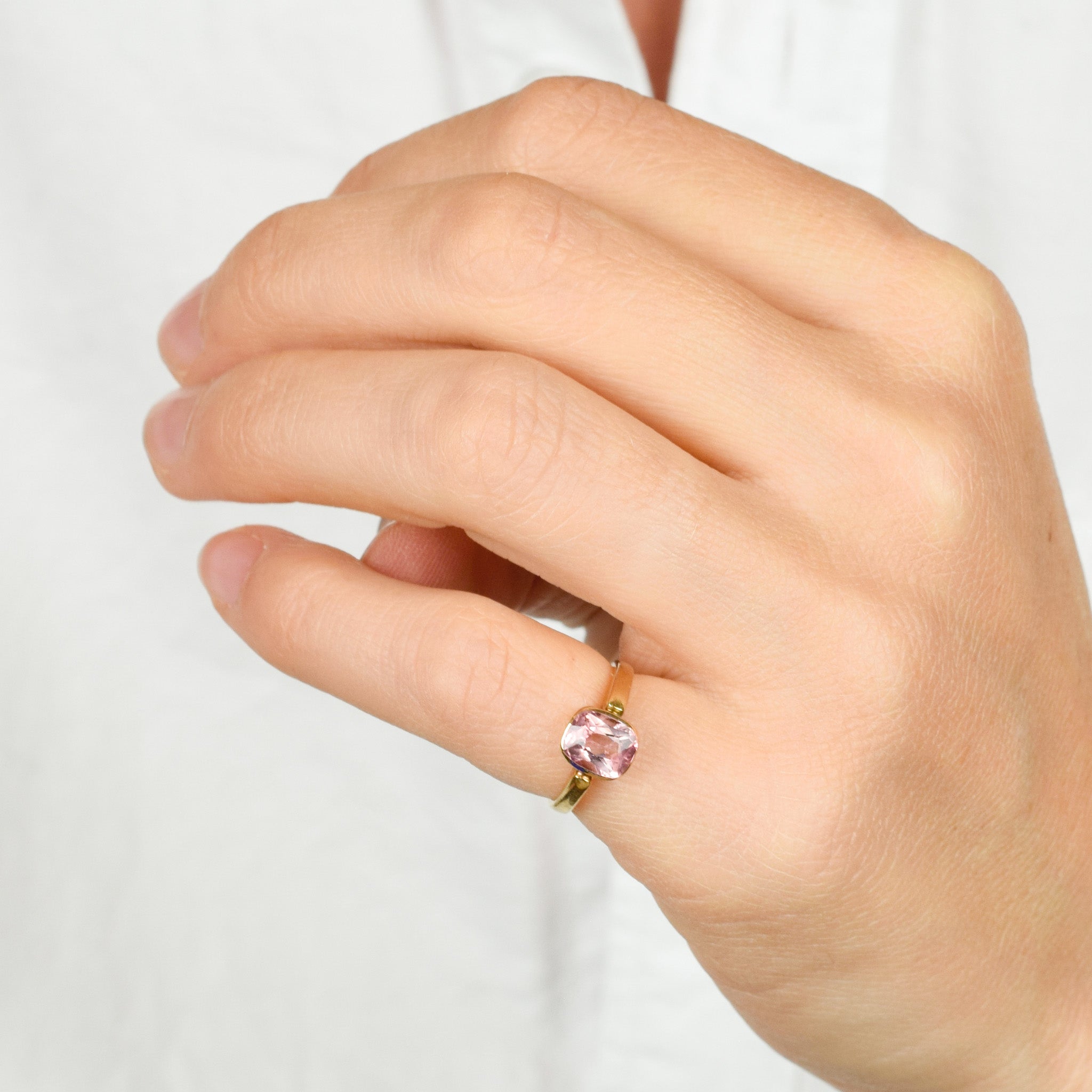Antique Bezel Set Pink Tourmaline Ring