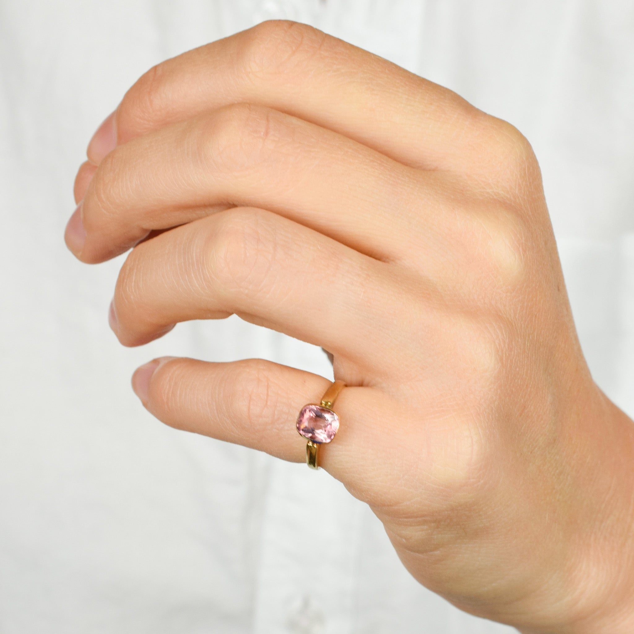 Antique Bezel Set Pink Tourmaline Ring