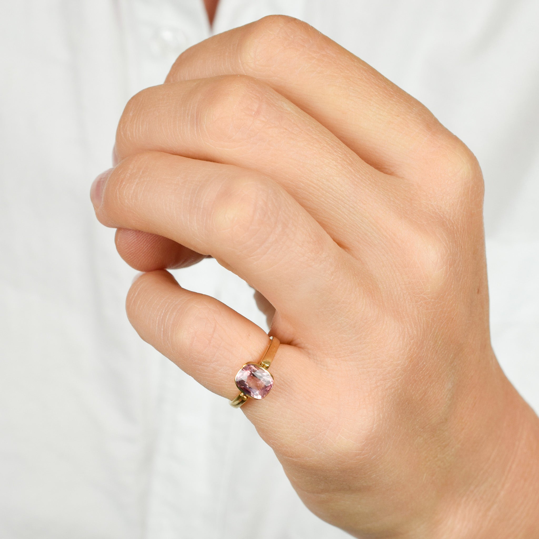 Antique Bezel Set Pink Tourmaline Ring