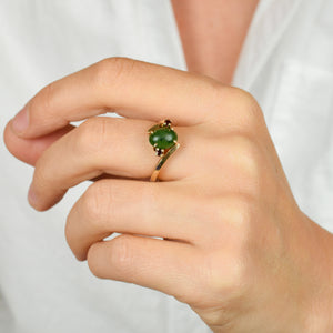 vintage jade and garnet ring