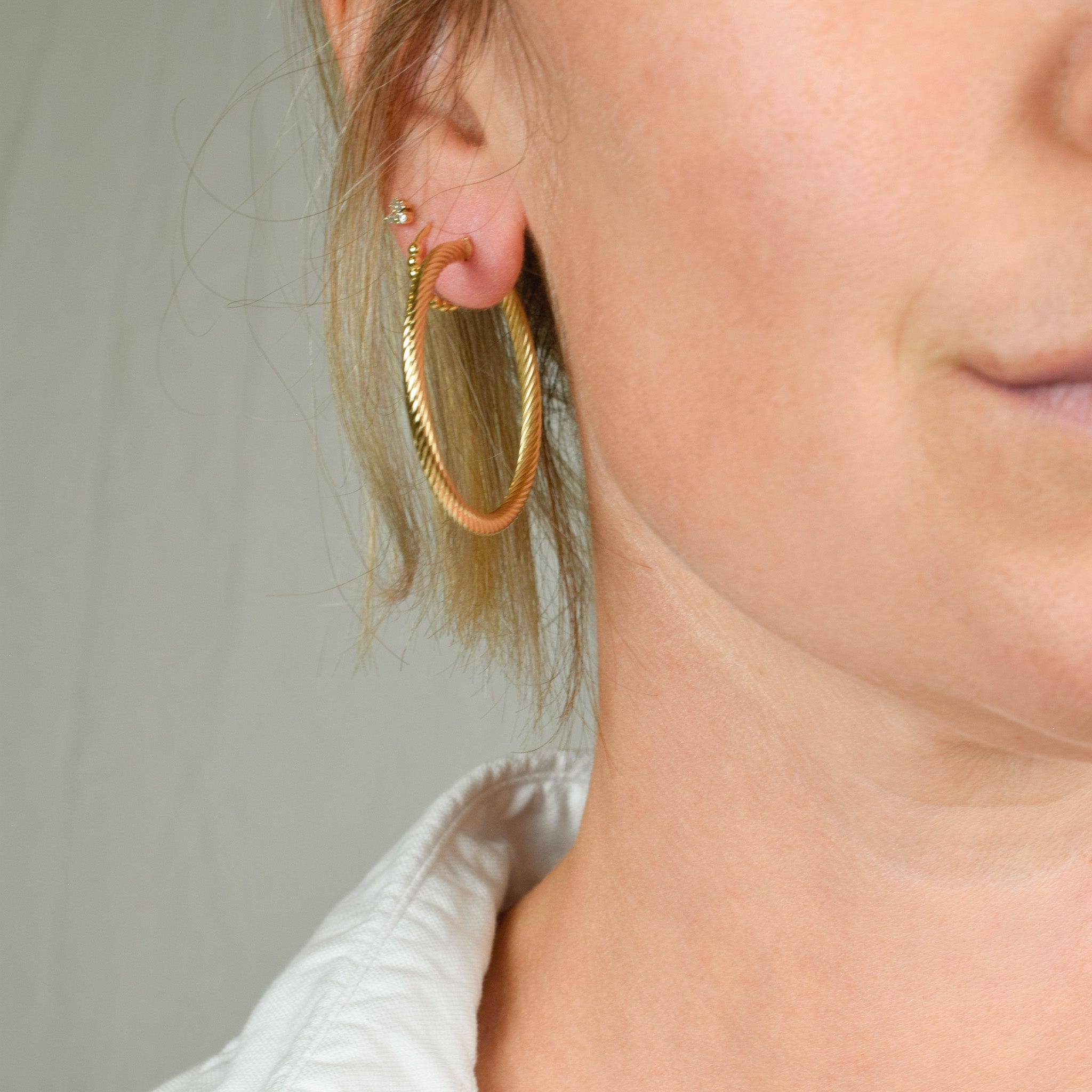 40.5 mm Twisted Gold Hoops