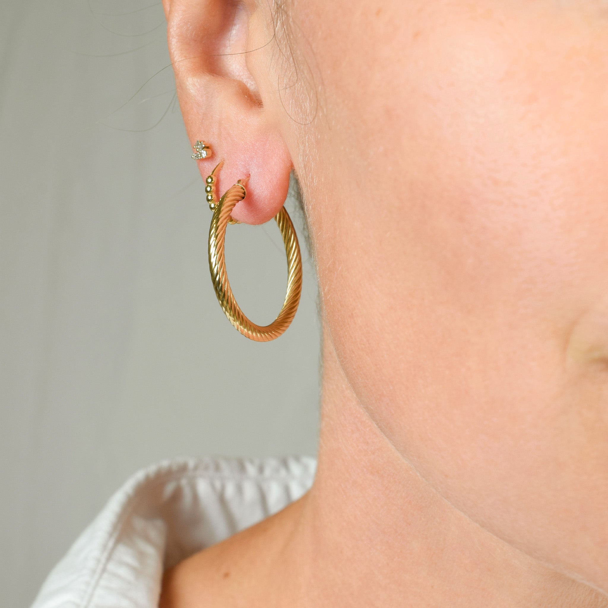 30.5 mm Twisted Gold Hoops