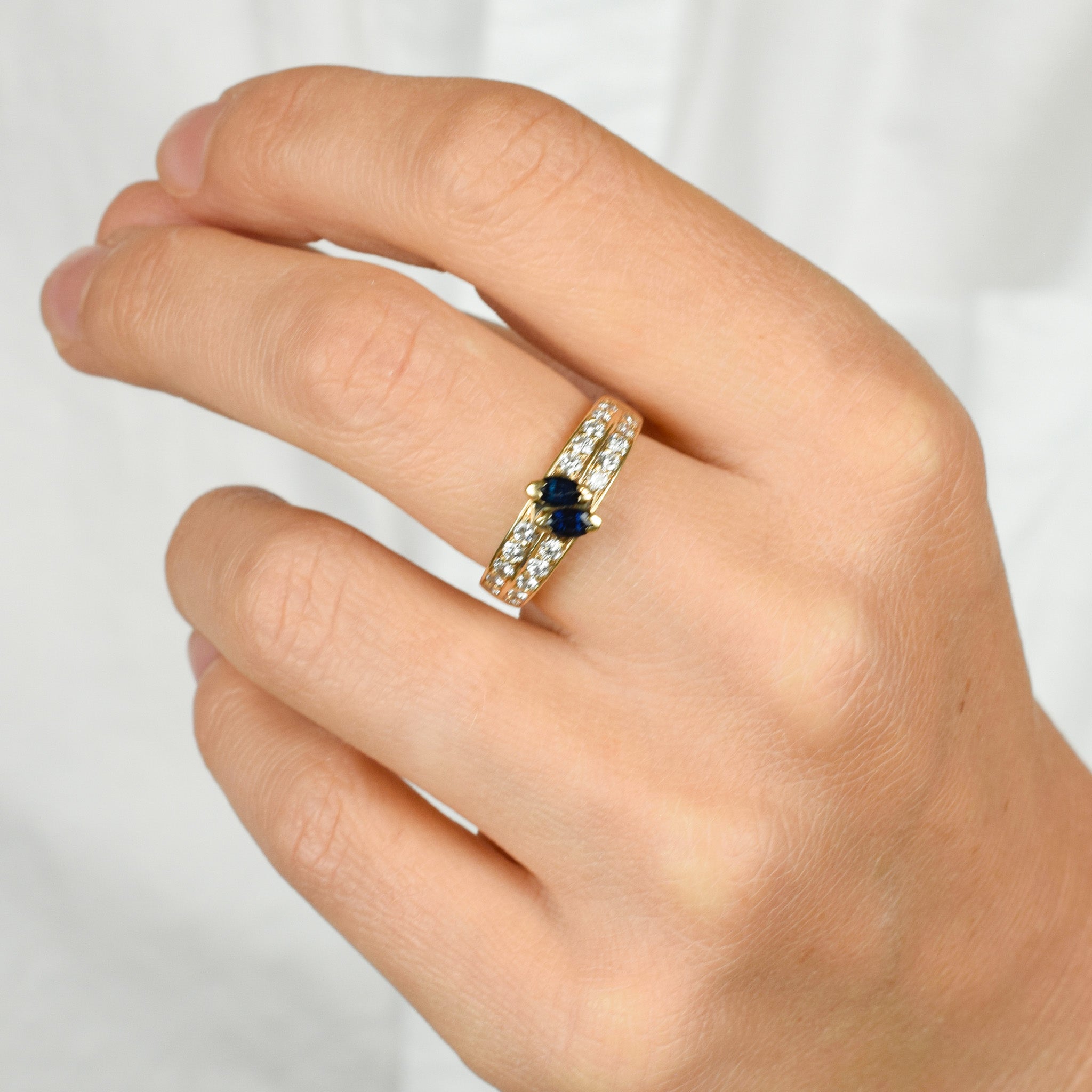 Marquise Sapphire and Diamond Band