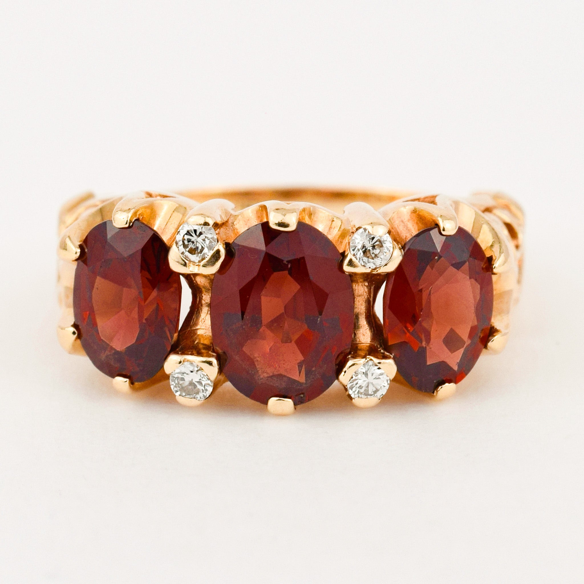 Ethereal Garnet and Diamond Trilogy Ring