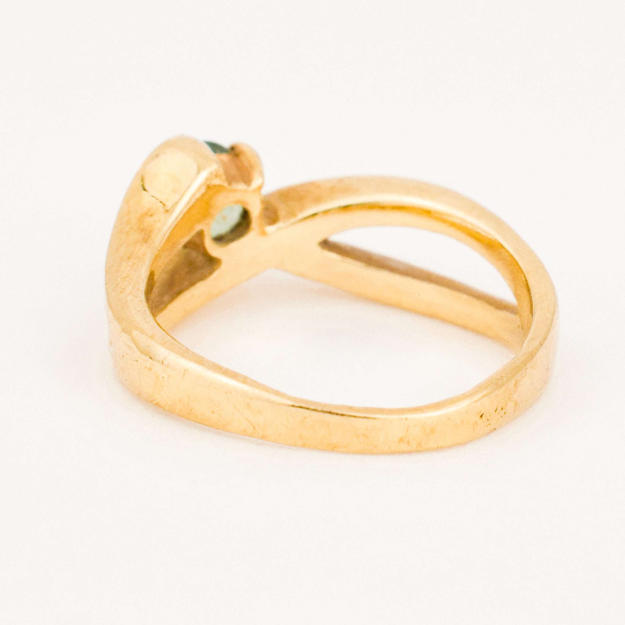 vintage Green Quartz Crossover Ring