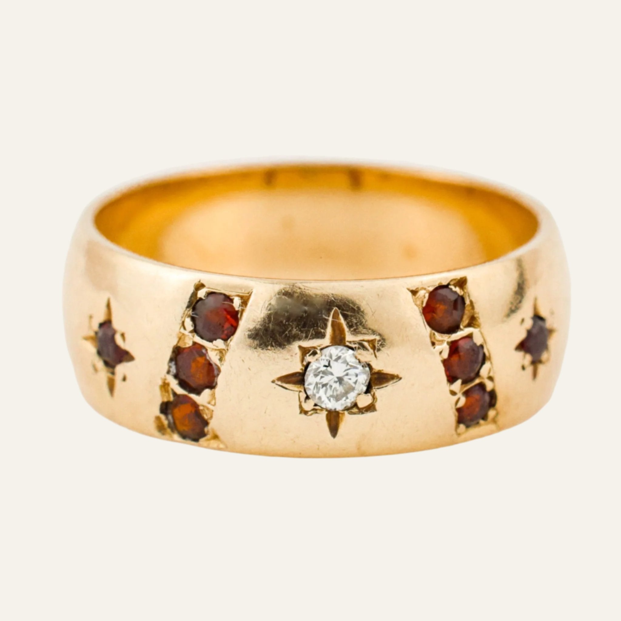 6.7 mm Garnet and Diamond Band