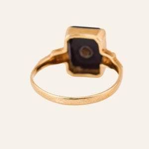 vintage Rectangular Onyx and Diamond Ring
