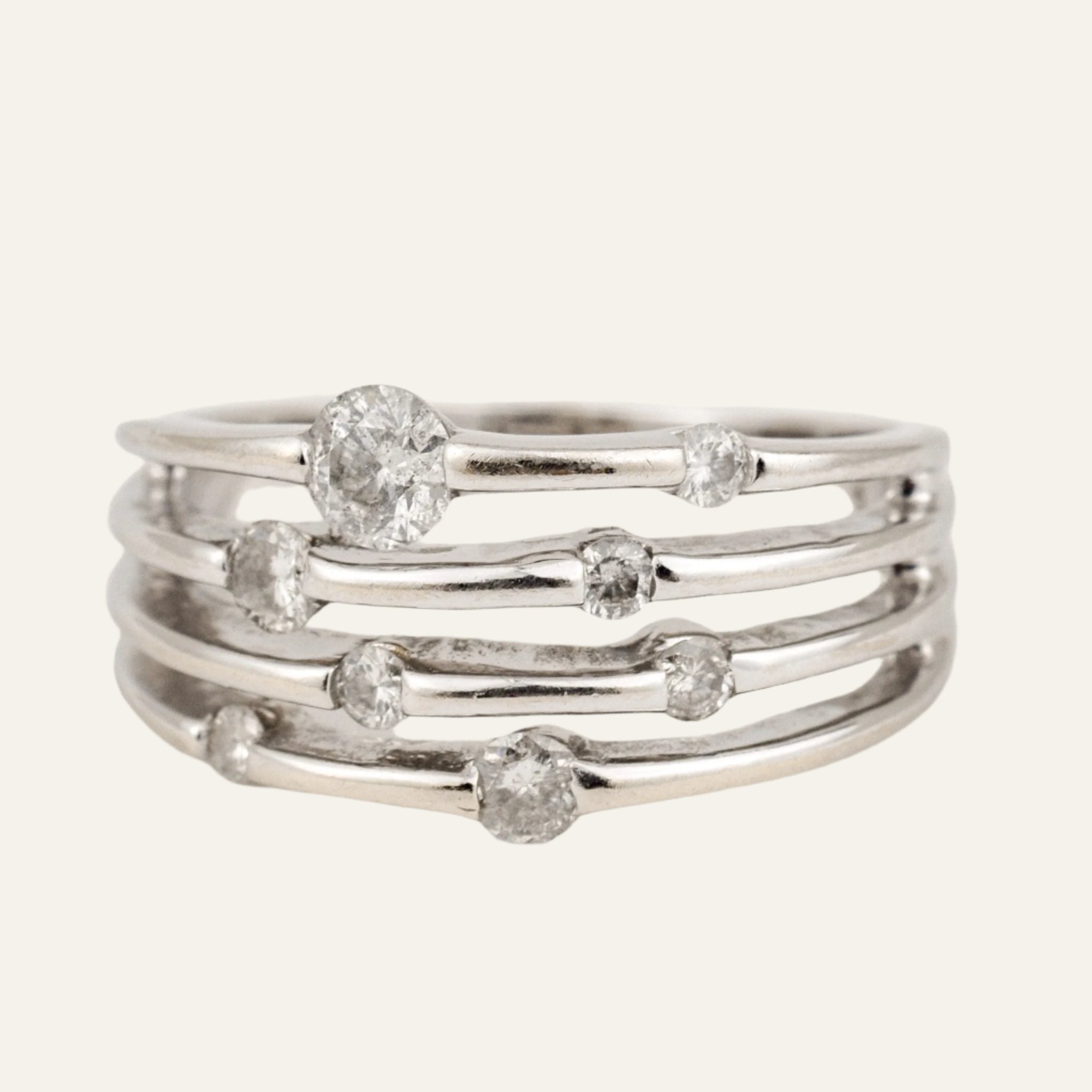 White Gold Diamond Stacked Style Ring