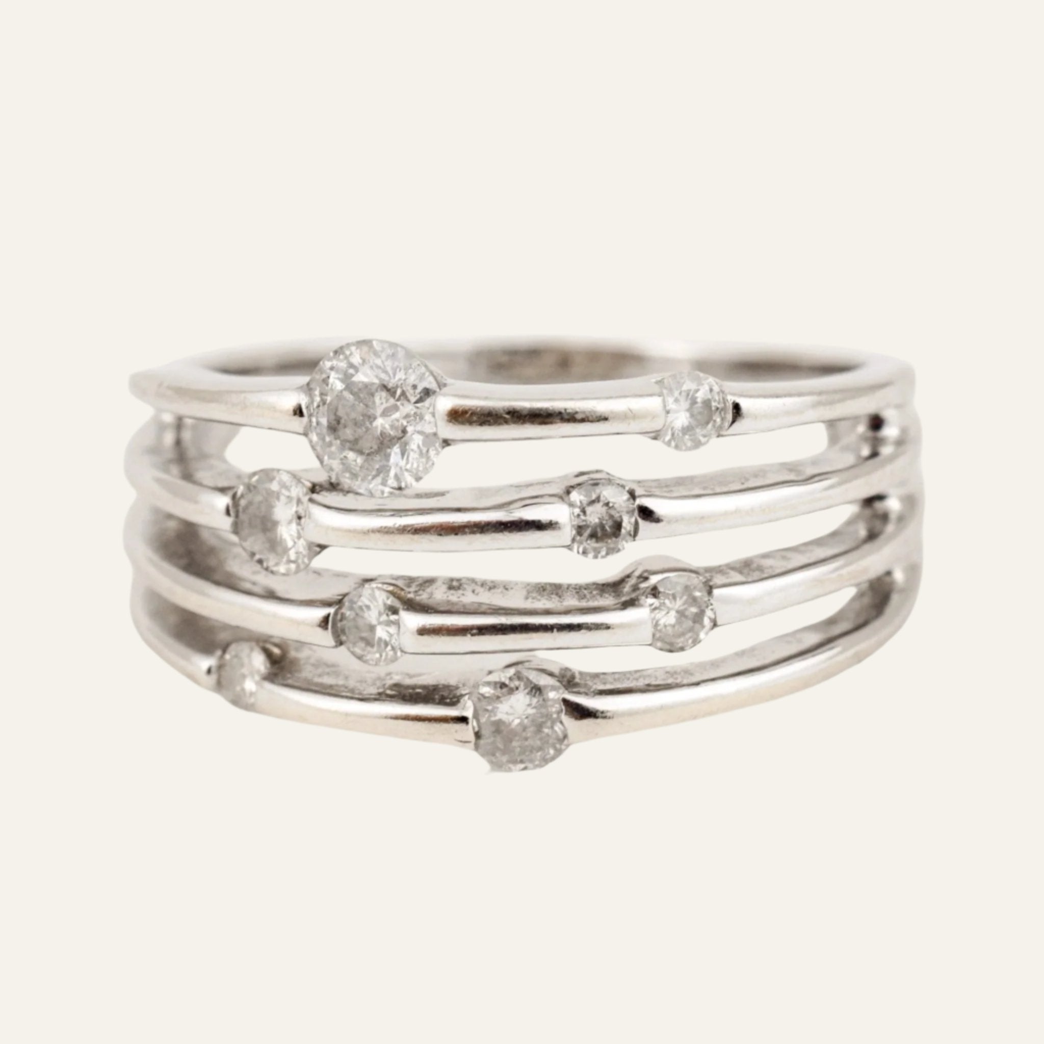 White Gold Diamond Stacked Style Ring