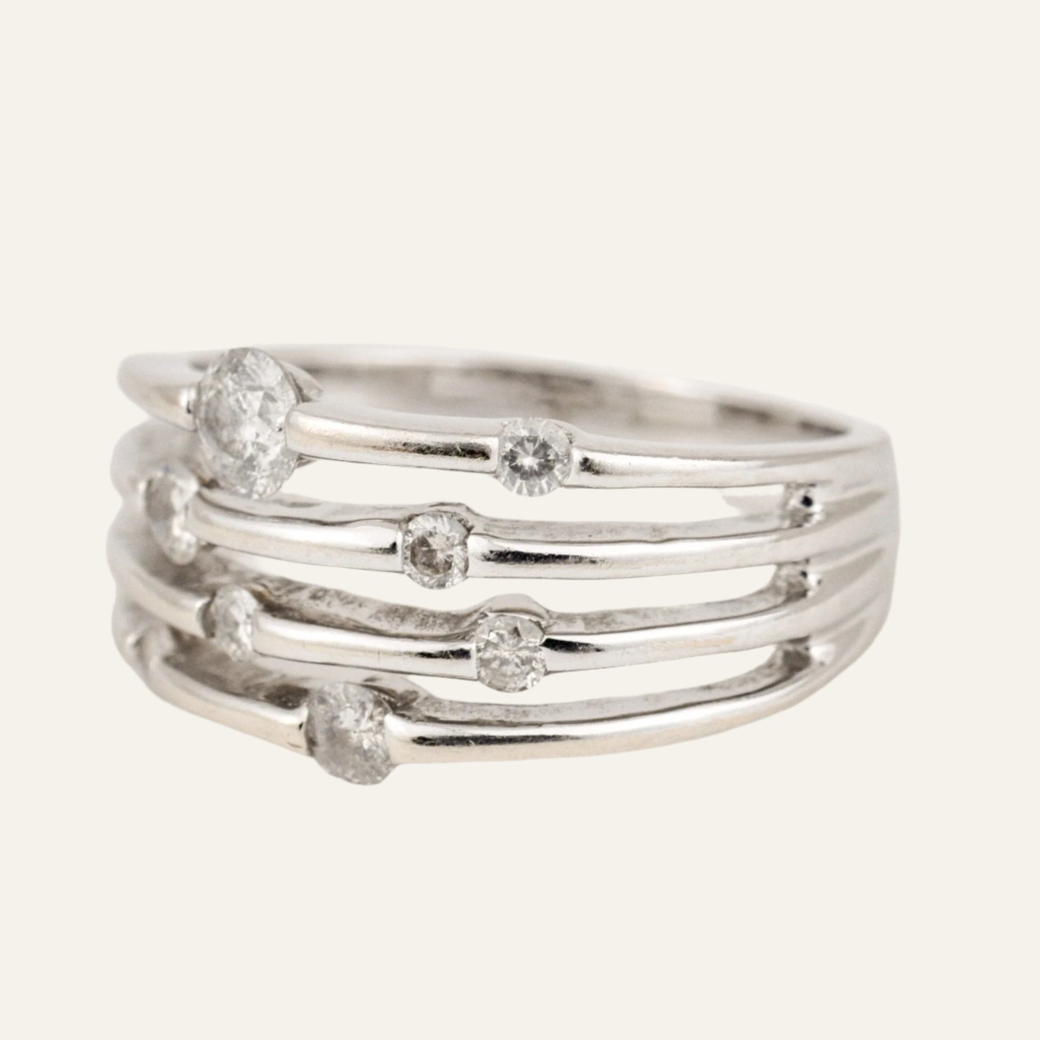 White Gold Diamond Stacked Style Ring