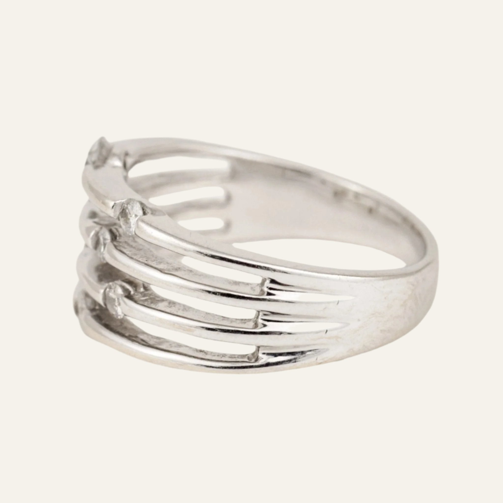 White Gold Diamond Stacked Style Ring