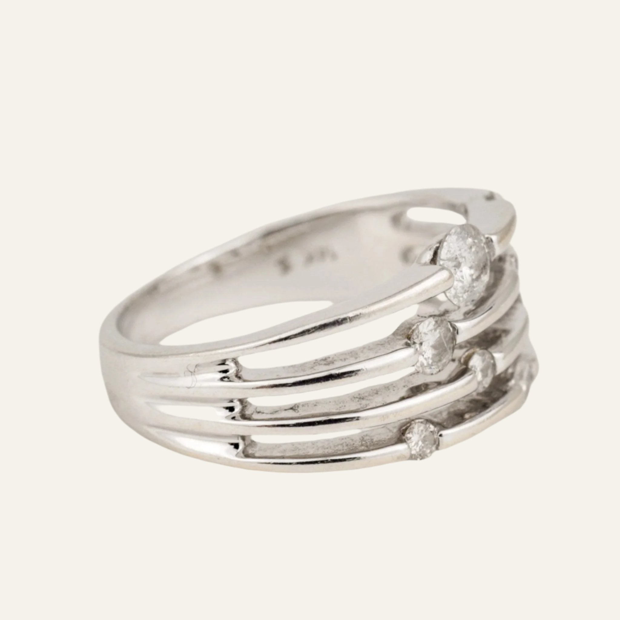 White Gold Diamond Stacked Style Ring